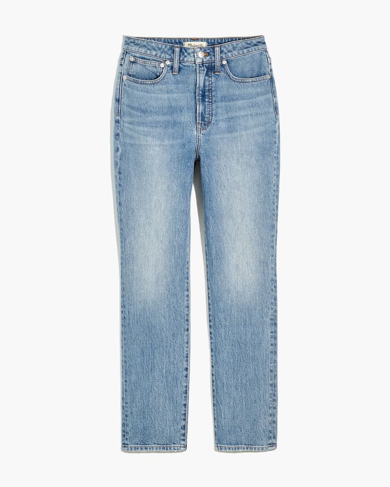 Front of a size 14 CURVY PERFECT VINTAGE JEAN IN MED. INDIGO in Light Wash by Madewell. | dia_product_style_image_id:215518